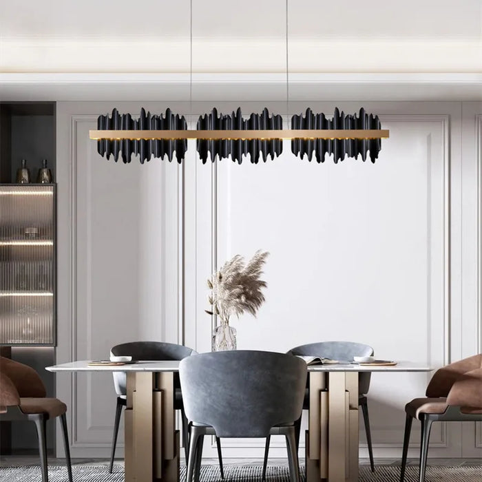Modern Minimalist Light Luxury Restaurant Chandelier Designer Metal Creative Bar Personality Long Dining Chandelier Dimmable