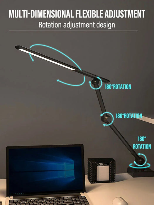 LED Swing Arm Desk Lamp with Clip 3 Kind of Illumination Dimmable USB Rechargeable Eye Care for Office Workstation Reading Study