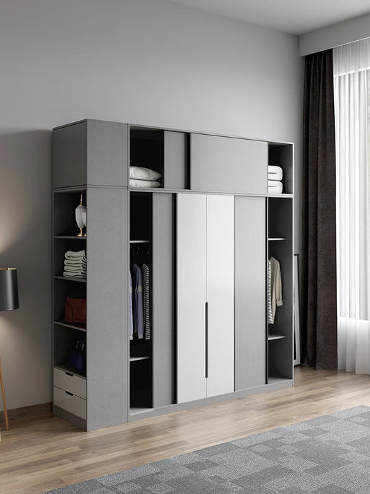 Nordic sliding door wardrobe household bedroom sliding door sliding door storage modern simple wardrobe