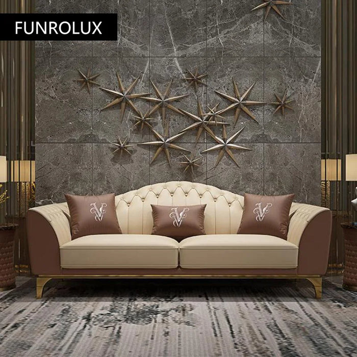 Modern leather sofa living room large apartment first layer cowhide sofa