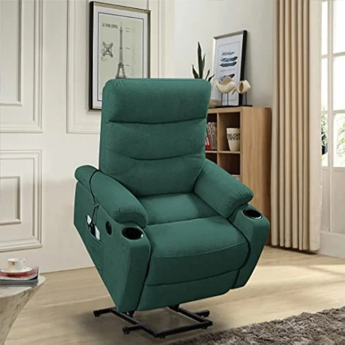 Luxury Living Room Sofa Bed 2 Side Pockets and Cup Holders Computer Chair 3 Positions Green USB Ports Cheap Relax Armchairs Sets