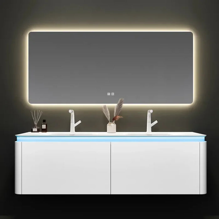 Bathroom Vanity Cabinet And Sink Cream Wind Combination Corian Rock Plate Seamless  Hand Washing Basin Toilet Washstand Simple