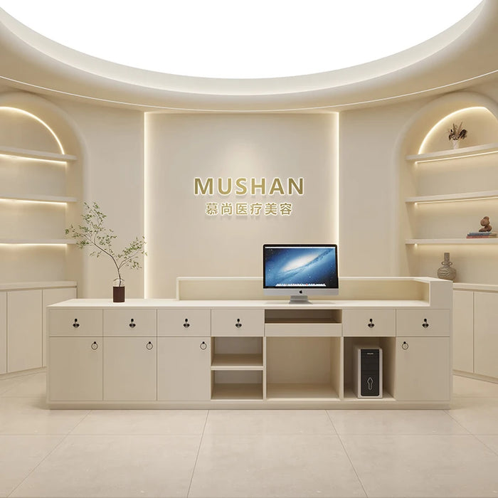 Computer Reception Desk Office Coffee Beauty Church Pulpit Service Desk Shop Counter Gaming Tasca Bancone Bar Wood Furniture