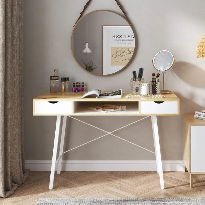 Computer Desk with Storage Desk Drawer Dressing Table,Writing Table Modern Desk with 2 Drawers, Makeup  Table
