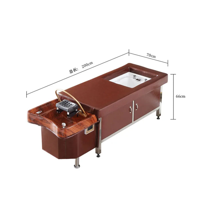 Shampoo Massage Bed Beauty Salon Thai Style Scalp Therapy Bed Water Circulation Fumigation Lit Pliant Salon Furniture GY50MB