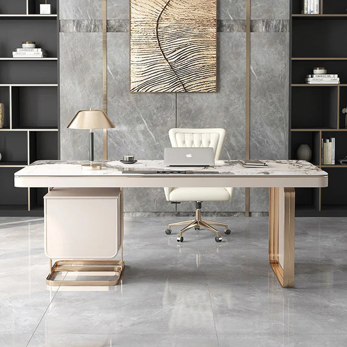 Space Savers Rock Slab Desk And Chair Combination Computer Desk Luxury Minimalist Modern Writing Desk Office Desk Furniture HY