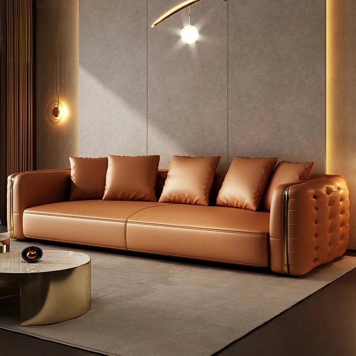 Luxury Villa Living Room Sofas Eather Top Layer Nordic Japanese Cowhide Modern Minimalist Divani Da Soggiorno Salon Furniture