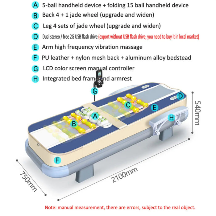 massage bed electric 2024 new 3D Electric jade stone full body massage table thermal jade roller massage bed Whole body acupress