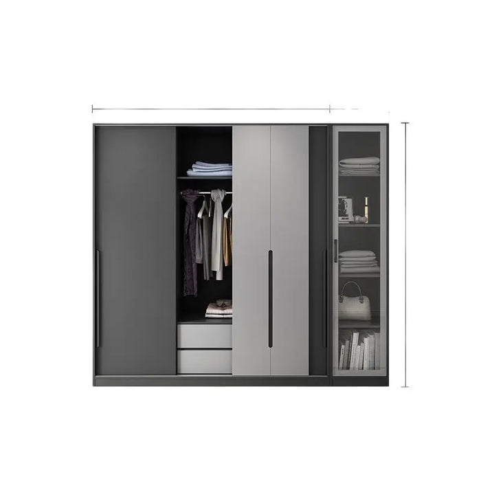 Nordic simple bedroom sliding door wardrobe modern household rental wardrobe economical apartment storage wardrobe