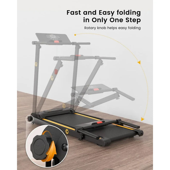 UREVO Folding Treadmill, 2.25HP Treadmills for Home with 12 HIIT Modes, Compact Mini Treadmill for Home Office, Space Saving Sma