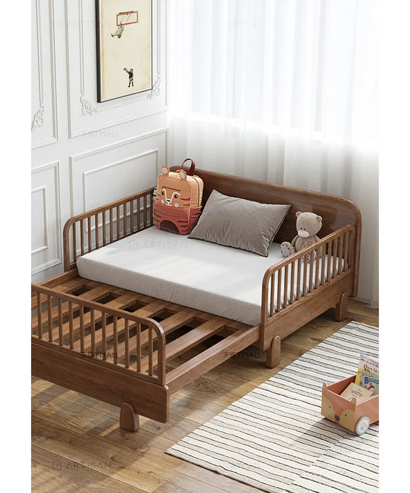 Home furniture Children's Furniture Children's Beds Solid wood kids bed with guardrail foldable baby bed baby crib 80/120*200cm