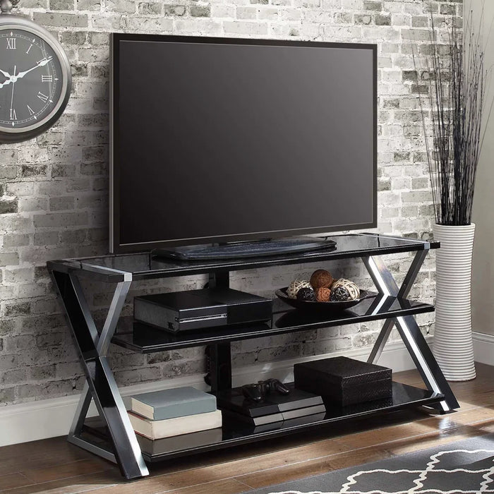 XL-44E Xavier 3-in-1 Television Stand, Durable and Strong，Tempered Glass, Glass, Metal，50.00 X 20.00 X 55.75 Inches