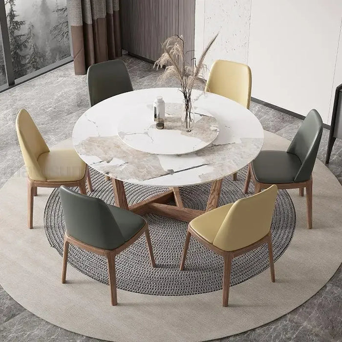 Nordic Round Dining Table With Turntable Breakfast Apartment Solid Wood Kitchen Household Mueble De Cocina Home Furniture