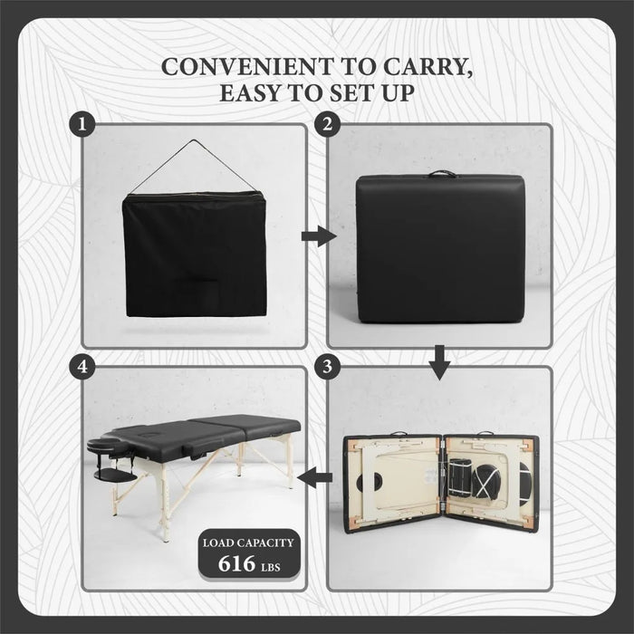 Premium Memory Foam Massage Table,Foldable & Portable Massage Bed, Height Adjustable Spa Bed,Facial Cradle Salon Bed Wooden Legs