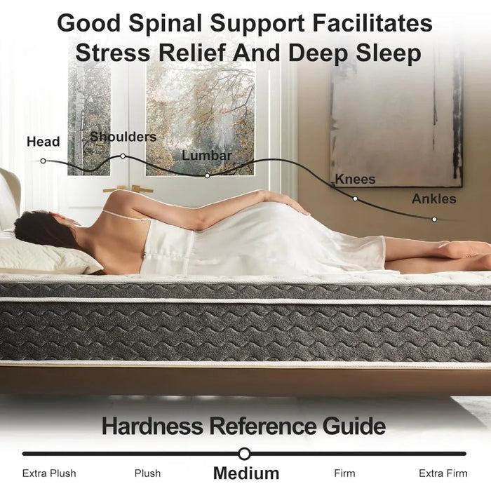 12 Inch Queen Mattresses Hybrid in a Box with Gel Memory Foam, Individually Wrapped CertiPUR-US Certified, Medium Firm Mattres