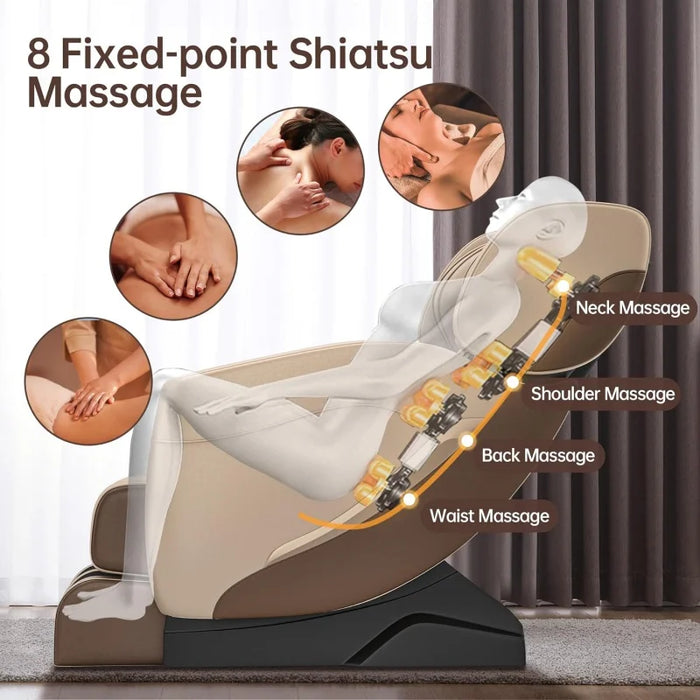 2024 Massage Chair, Full Body Zero Gravity Massage Chair with Foot Rollers, 8 Fixed Massage Roller, Heater, Bluetooth Speaker, K