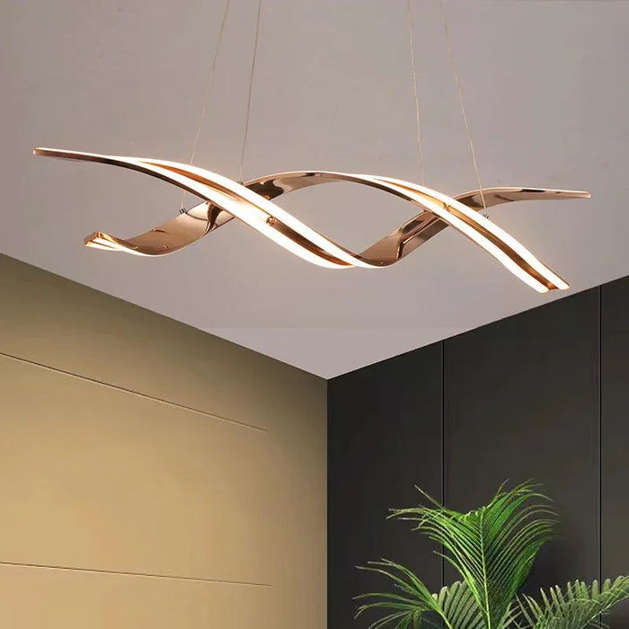 2024 Nordic Designer New Line Art Dining Room Chandelier Bar Modern New Minimalist Light Luxury Black Long Line Dining Room Lamp