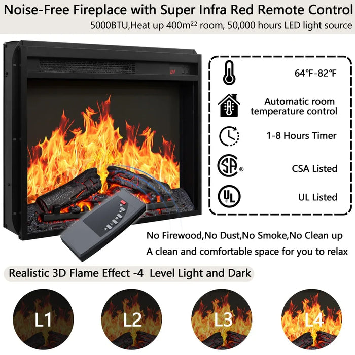 2024 New Fireplace TV Stand with Power Outlet and LED Light