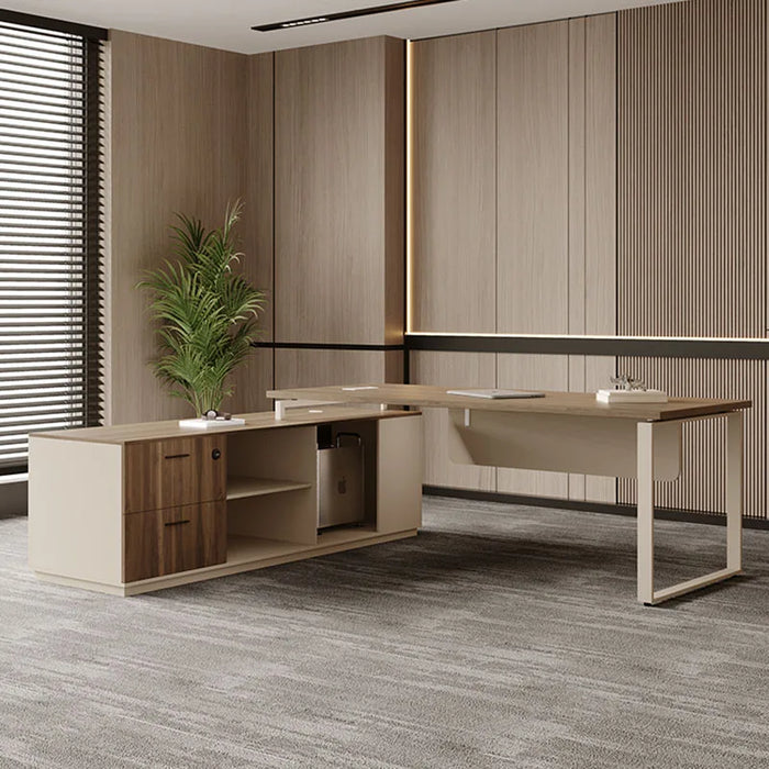 European L Shaped Office Desk Bookshelf Corner Conference Floor Computer Desks Luxury Mid Century Mesa De Escritorio Furniture