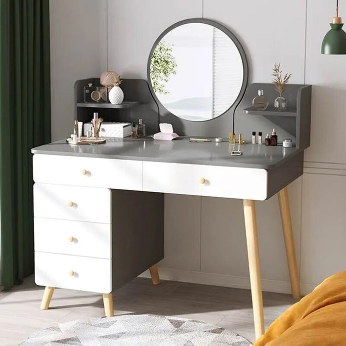 Mirror Chair Led Dressing Table Brown Bedroom Multifunctional Luxury Dressing Table Classic Charm Tocador Maquillaje Furniture