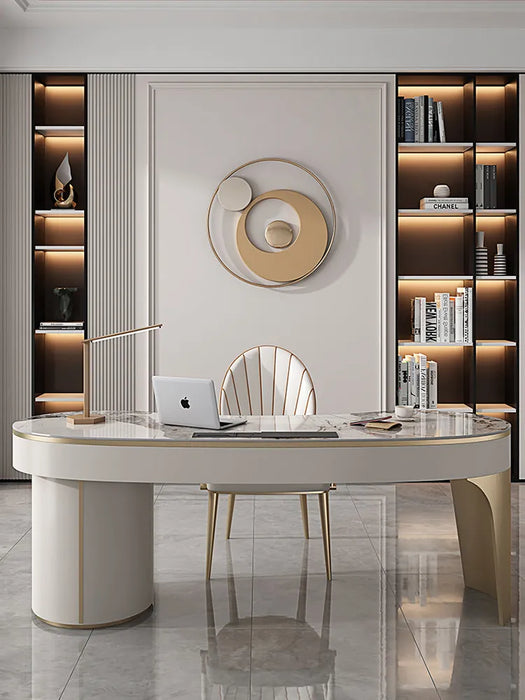 Light luxury rock board consulting desk, modern simple 160cm desk, color: Lishi white