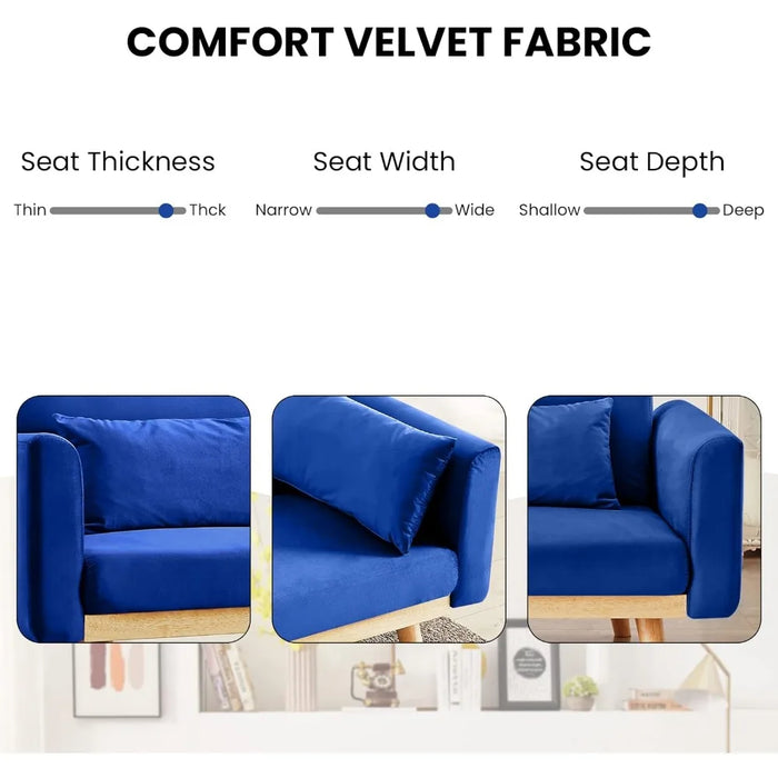 Blue Futon Sofa Bed Garden Furniture Sets Upholstered Loveseat for Small Spaces Living Room Bedroom Furniture Couch Sofas Beds