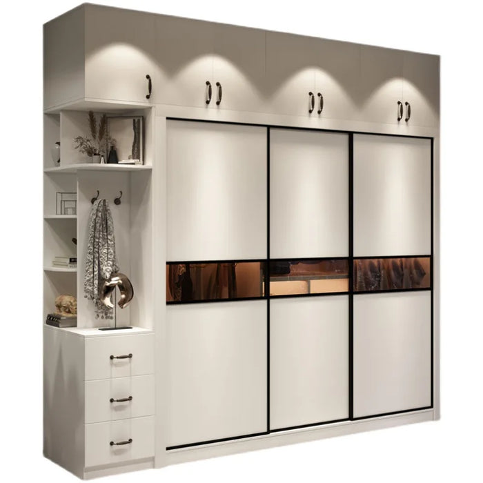 White wardrobe household rental house bedroom modern simple and economical sliding door wardrobe