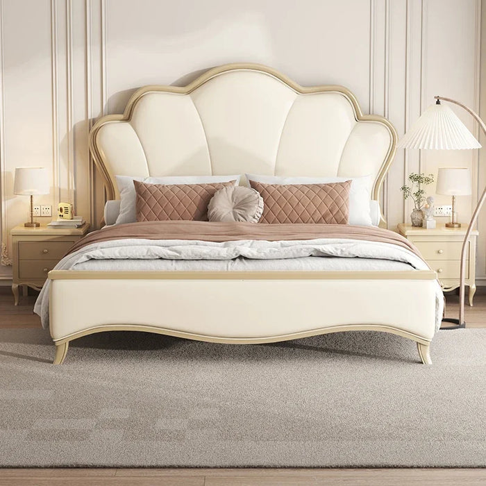 American Light Luxury Modern Simple Twin Master Bedroom French Cream Style Princess Bed Petal Bed