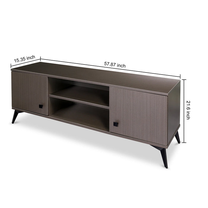 Mid-Century TV Stand with Cabinet Wood Storage TV Console Table,Retro Media Entertainment Center for Living Room Furniture