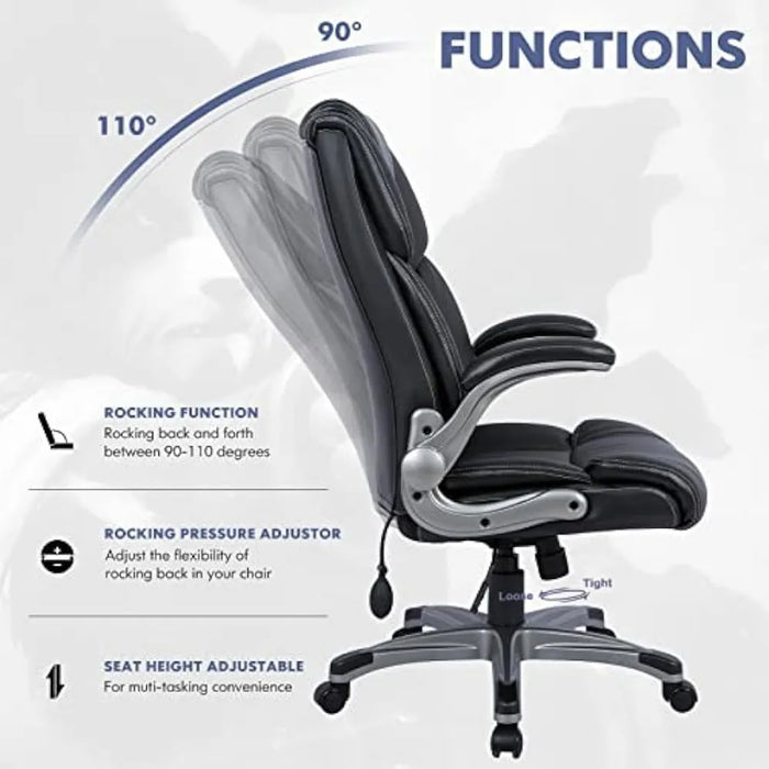 Chair High Back Executive Office Chair- Ergonomic Home Computer Desk Leather Chair With Padded Flip-up Arms Chairs Free Shipping