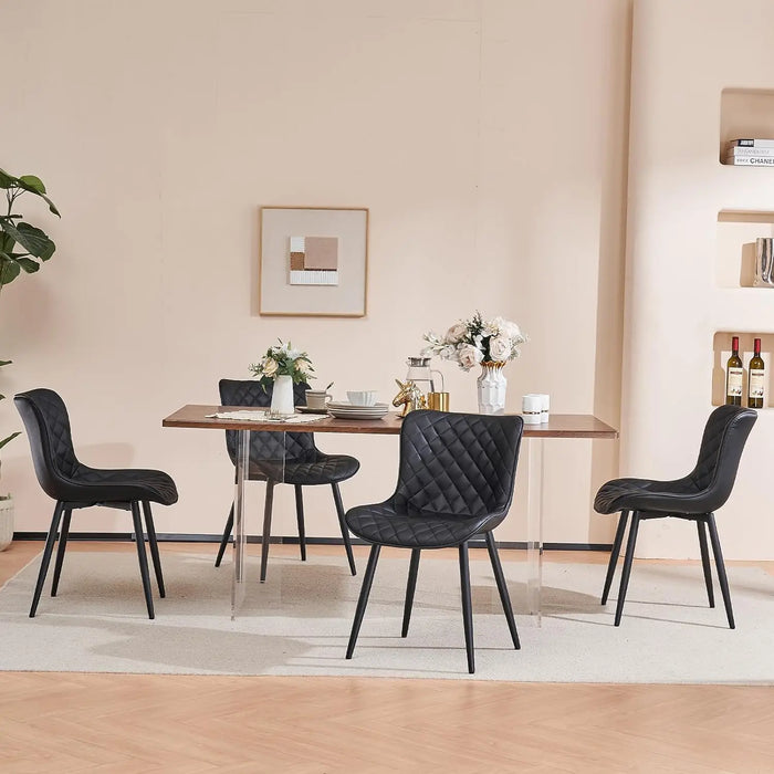 Dining Kitchen Desk Chairs Modern Minimalist Faux Leather Indoor Padded Upholstered with Back Suitable for Kitchen