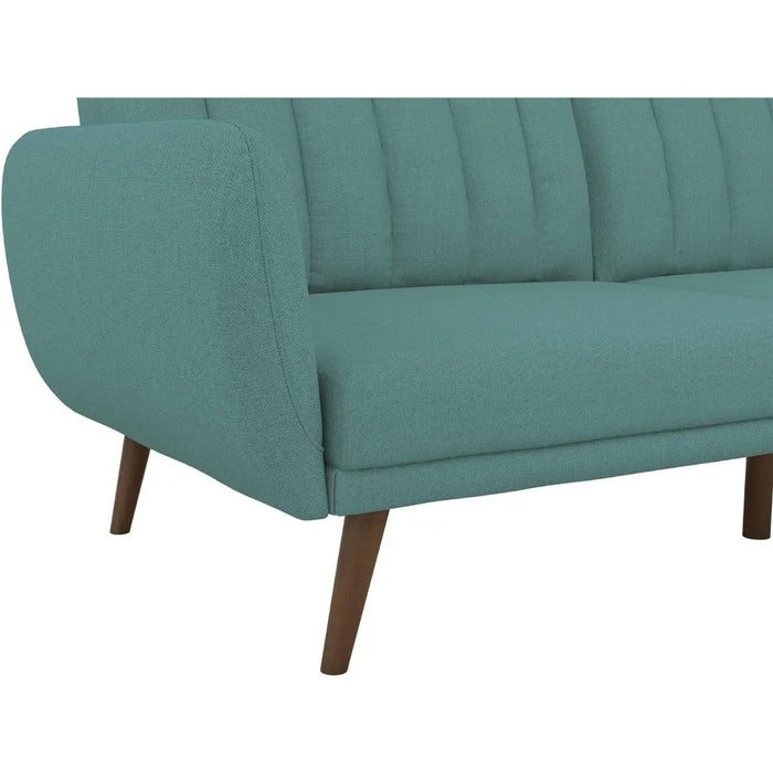 Sofa Futon - Premium Upholstery and Wooden Legs - Light Blue Couch