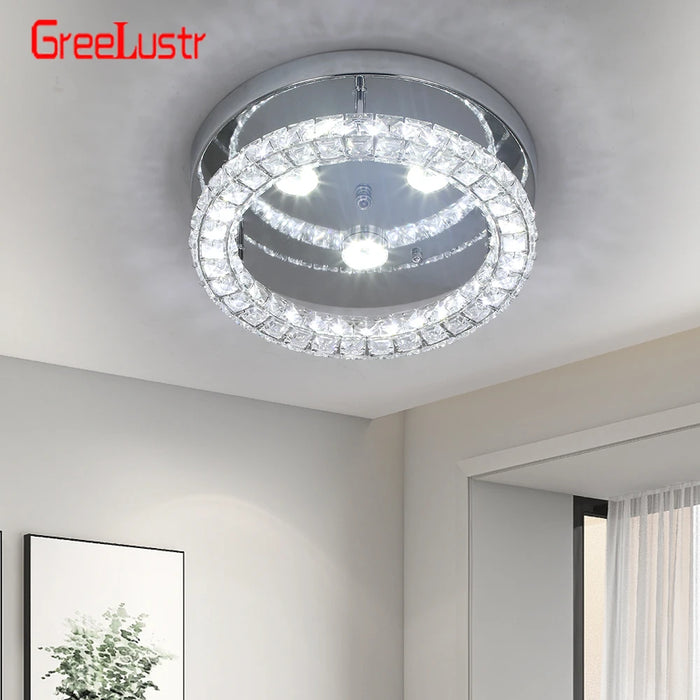 Crystal Led Ceiling Light Modern Nordic Round Surface Mounted Ceiling Lamps Indoor Lighting Aisle Room Bedroom Led Chandeliers