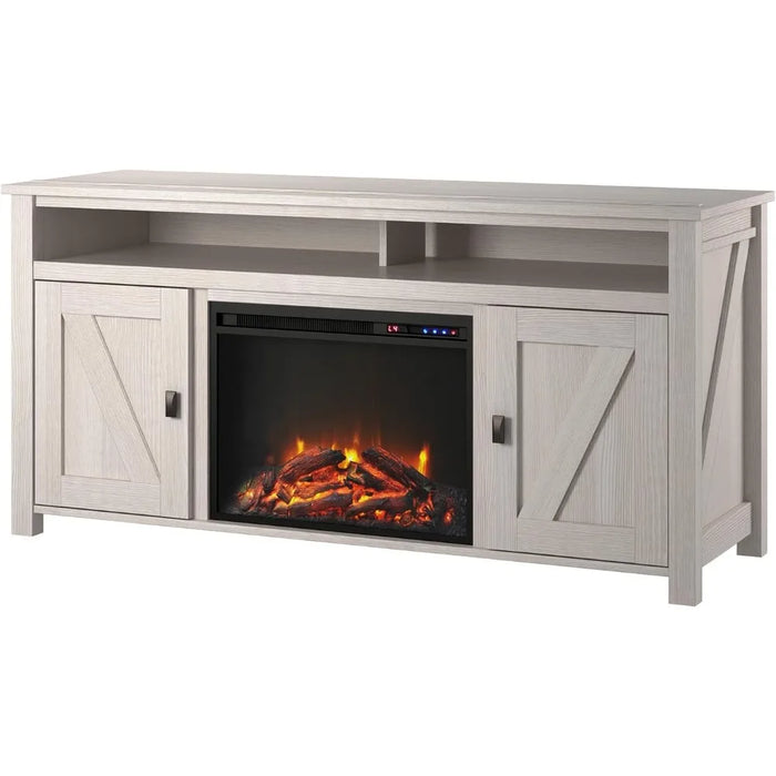 TV cabinet, electric fireplace TV console, suitable for TVs under 60 inches, ivory pine, living room storage bracket