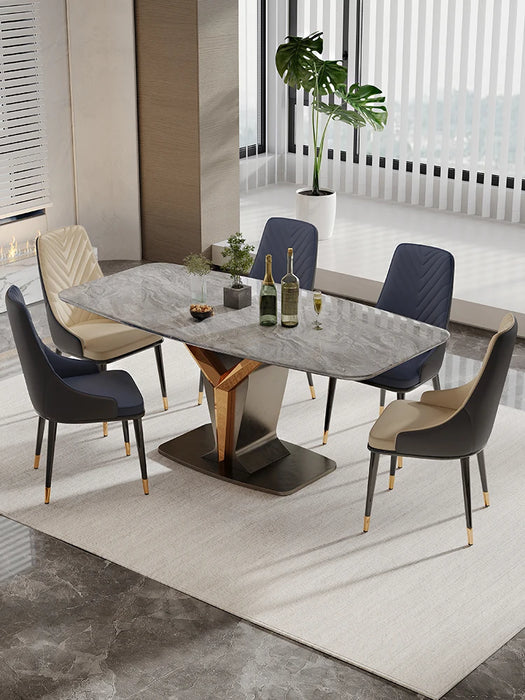 Italian luxury natural super crystal table chair combination marble rectangular table simple modern