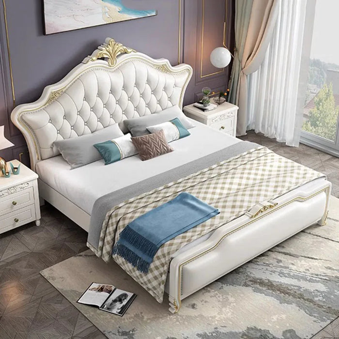 Soft Frame European Bed Waterproof Luxury King Size Wooden European Style Bed Double Modern Letto Matrimoniale Bedroom Furniture