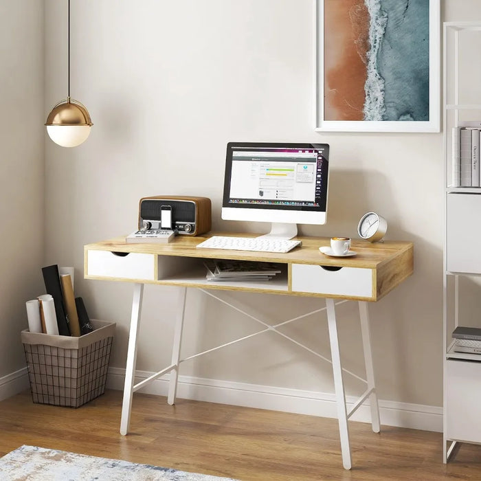 Computer Desk with Storage Desk Drawer Dressing Table,Writing Table Modern Desk with 2 Drawers, Makeup  Table