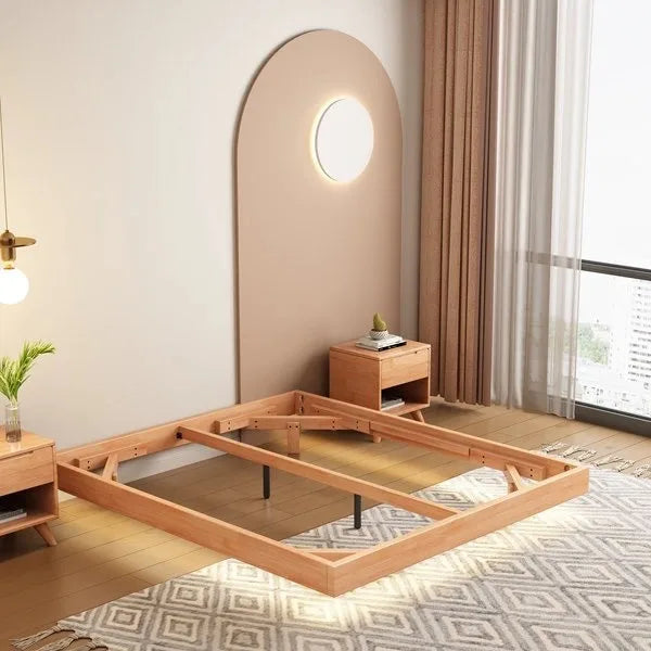 The product can be customized.Nordic Small-sized Tatami Bedless Simple Double 1.8m Platform Bed Bedroom Oak