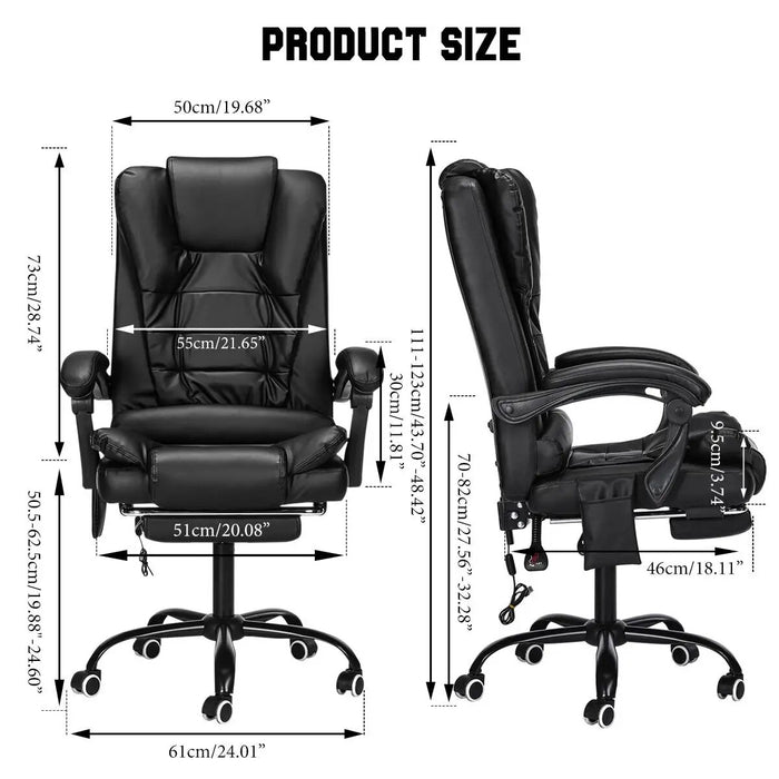 Hommpa Adjustable Executive Massage Office Chair Reclining High Back Big Tall Leather Ergonomic Swivel Task Chair with Footrest