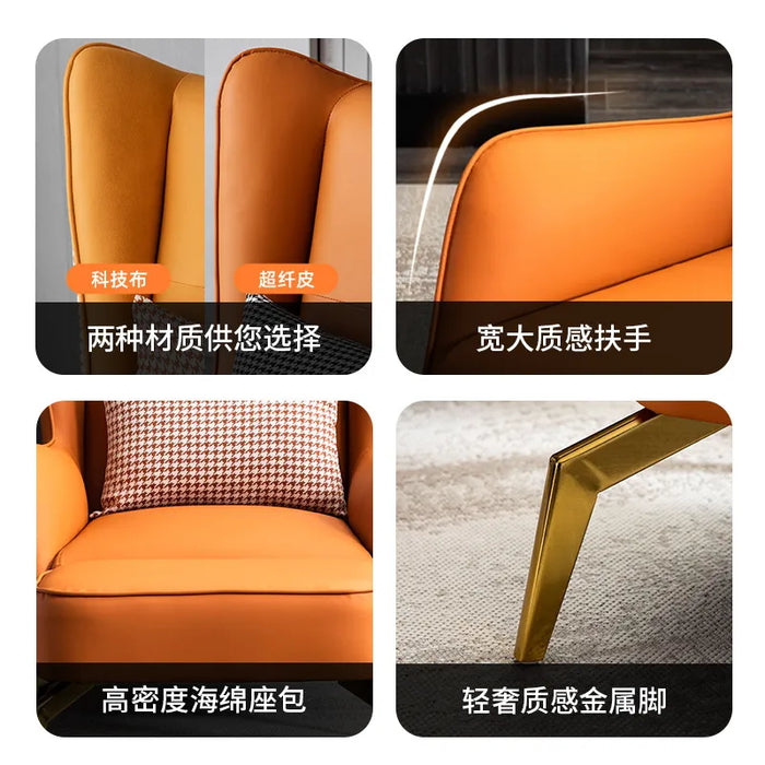 Luxury Nordic Chair Cushion Modern Armchairs Bedroom Lounge Living Room Chairs Leather Floor Furniture Sofa Set