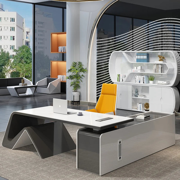 White Computer School Desk Study Gaming Office Vanity Reception Desks Writing Executive Schreibtisch Media Console Furniture