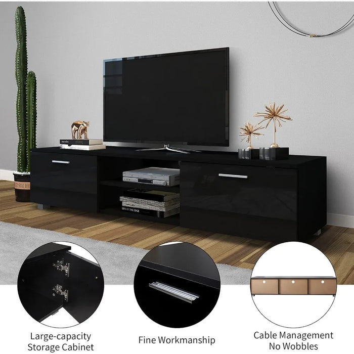 Mueble Tv Unit for Living Room Modern 55 60 65 70 Inch TV Stand Entertainment Center With Storage Coffee Table Black Furniture