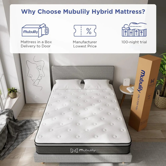 10 Inch King Size Mattress with Gel Memory Foam, Pocket Spring Mattress in A Box for Support and Stress Relief