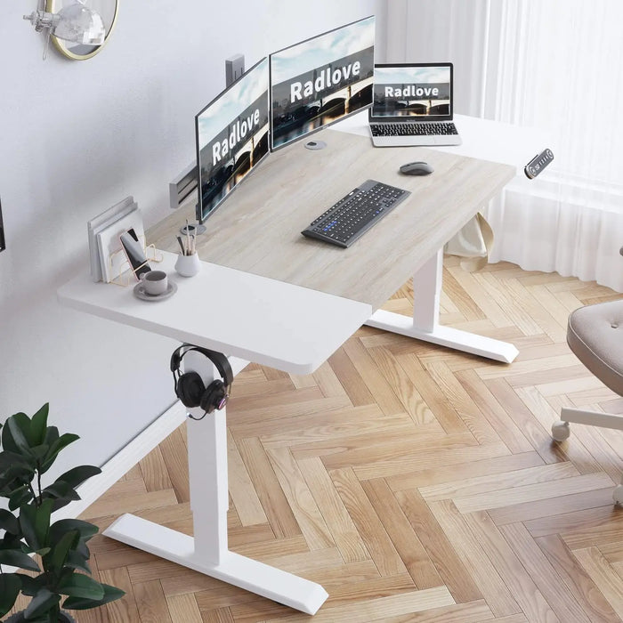 Radlove Electric Height Adjustable Standing Desk, 63x 30 Inches Stand Up Desk Workstation, Splice Board Home Office Computer Sta