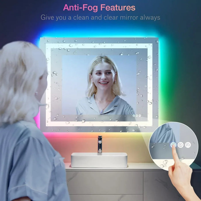Bathroom Mirror With Light, Anti Fog, Dimmable, Backlight+front Lighting, Wall Lighting, Bathroom Vanity Mirror