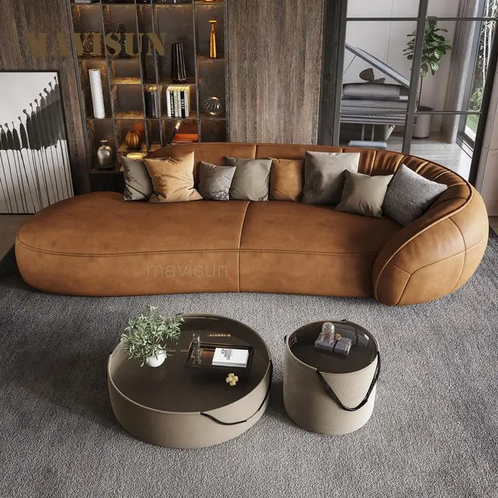 Top Crown Designer Profiled Sofa Light Luxury Living Room Milan High End Frosted Leather Trendy Personalized Sofa Home Furniture