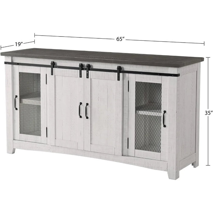 Martin Svensson Home Hampton TV Stand, White Stain with Grey Stain Top