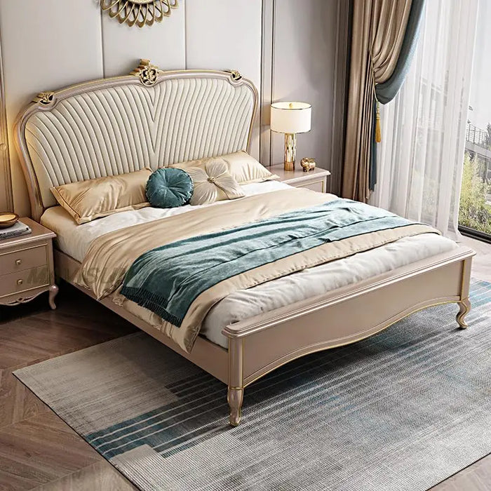American Modern Queen Upholstered Bed Light Luxury Double Fabric Multi-Size Frame Solid Wood Bedroom Set Furniture Apartment