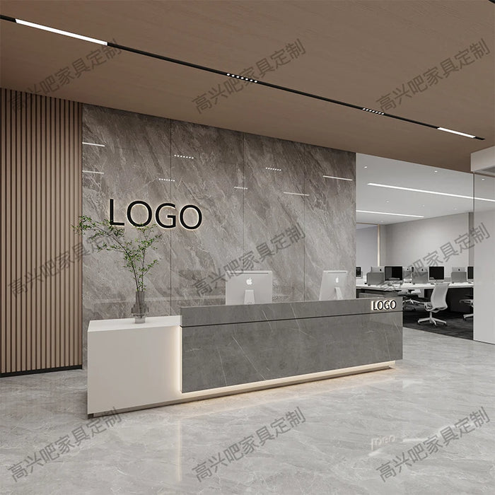 Luxury Modern Reception Desks Beauty Clinic Counter White Wooden Office Desk Table Church Rezeptionstisch Reception Furniture