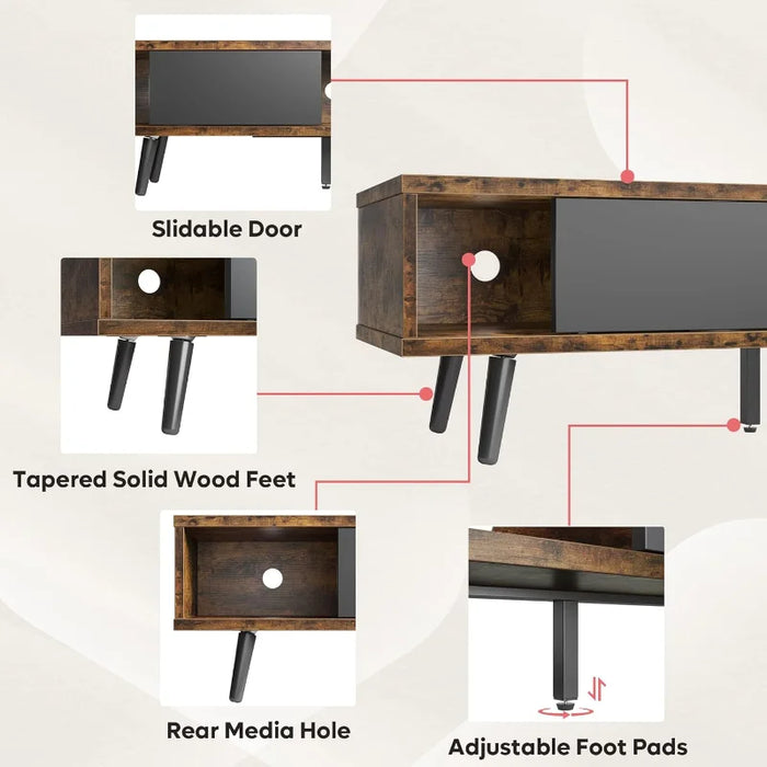 Bestier 70 inch Mid Century Modern TV Stand for 75  , Low Profile   with Storage, Entertainment Center  Living R
